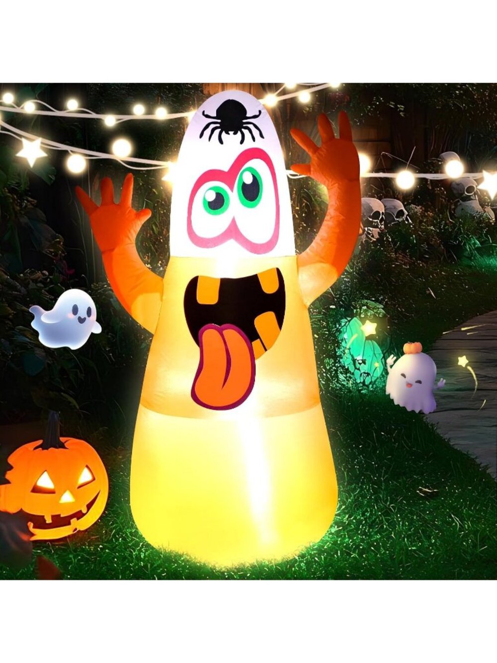 🎃4FT Halloween Inflatable Blow Up Ghost Outdoor Yard Decor with LED Lights